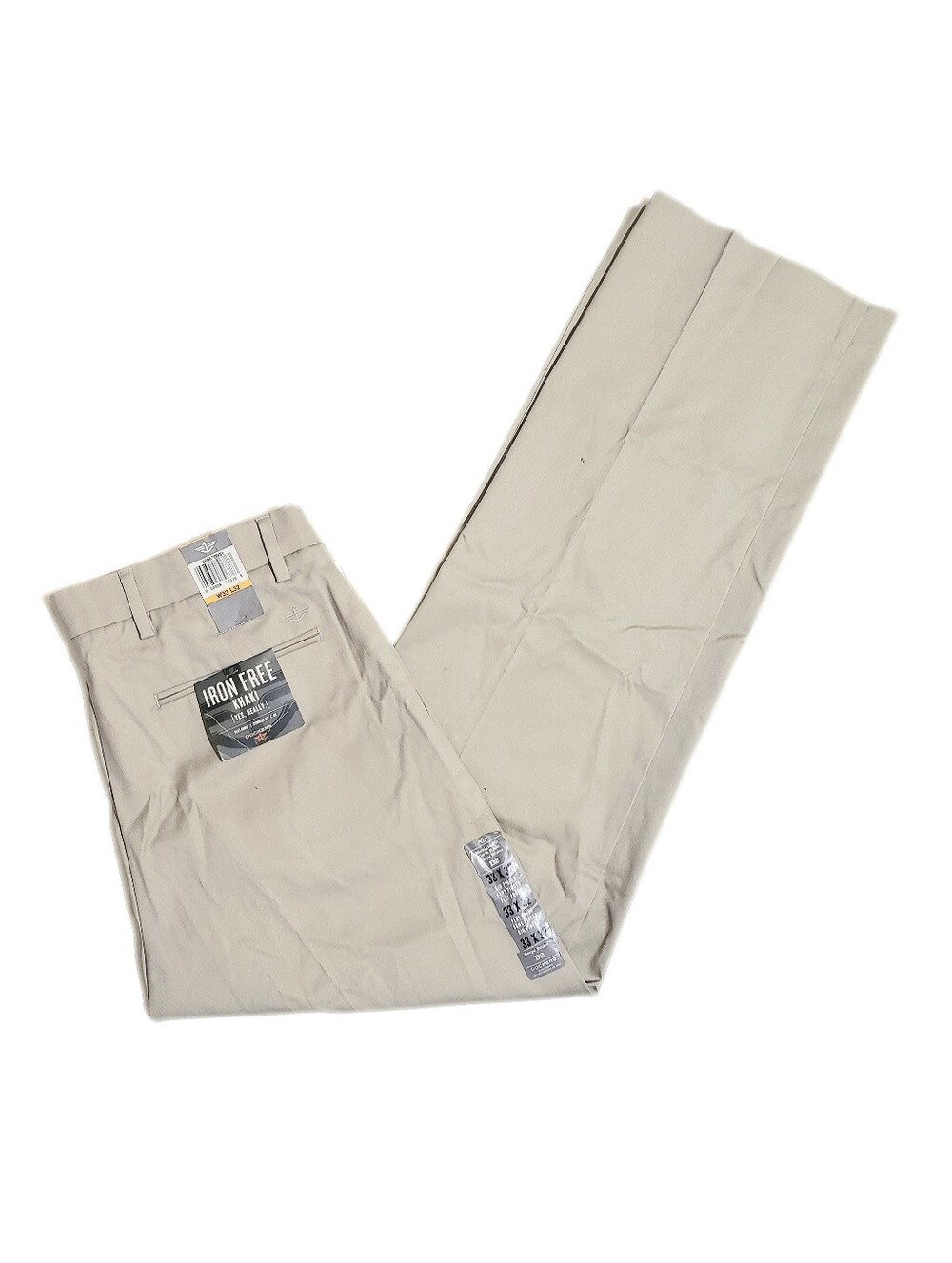 Dockers Mens Signature Iron Free Flat Front Straight Fit Khaki Beige 33x32 NWT